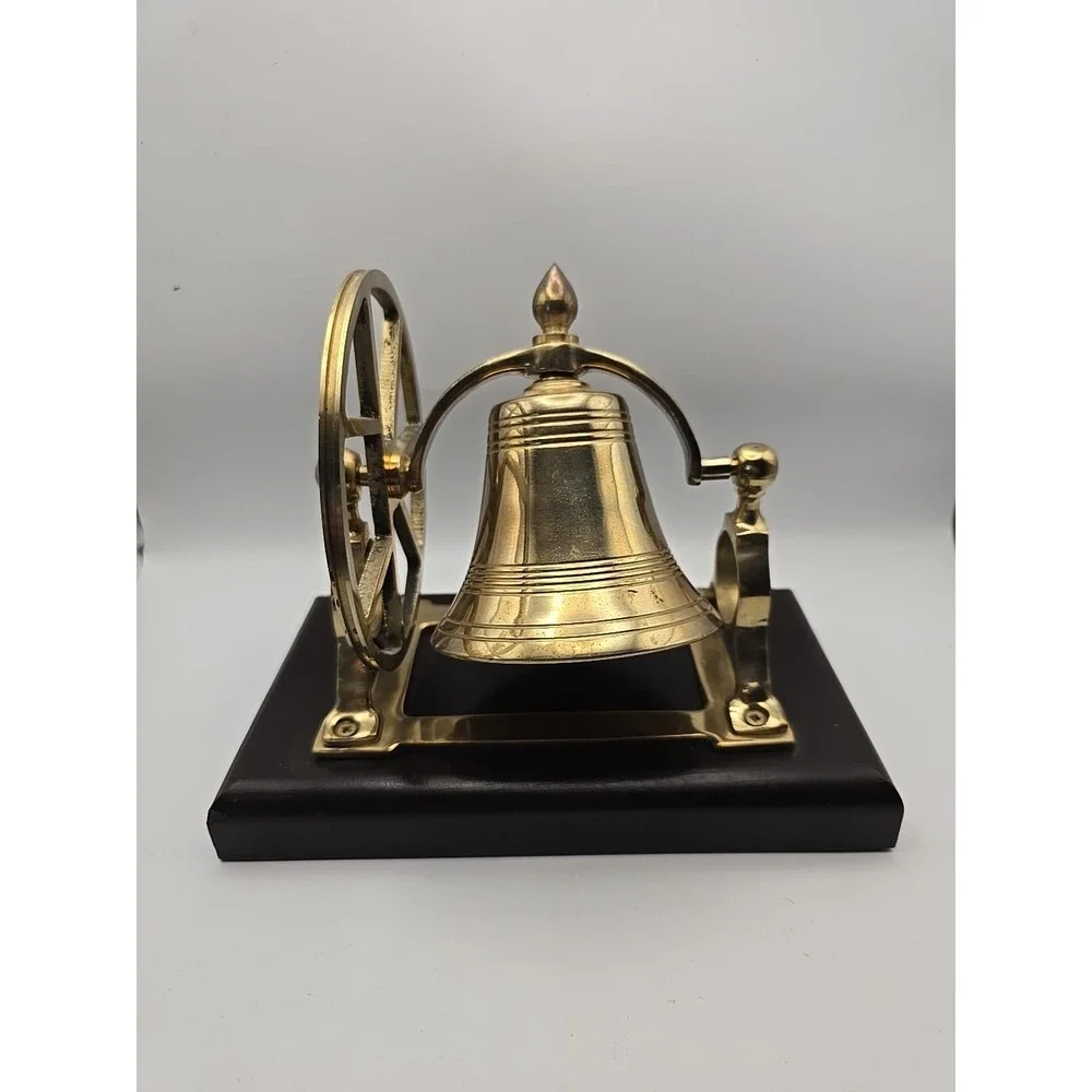 Nautical‎ Brass Ships Wheel Hotel Counter Table Bell Vintage
